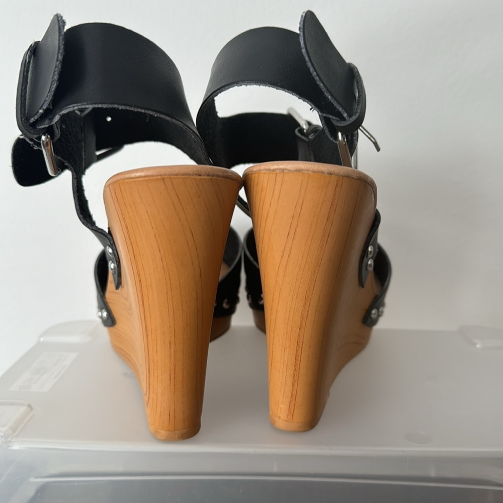 Coconuts by Matisse Peace Black Double Buckle Platform Wedge Sandal 9 - Picture 3 of 6